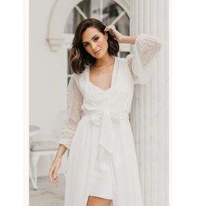 Le Rose bridal robe with pearl sleeve detail
